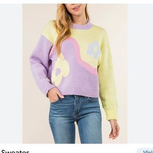 Zara flower pattern soft knit sweater